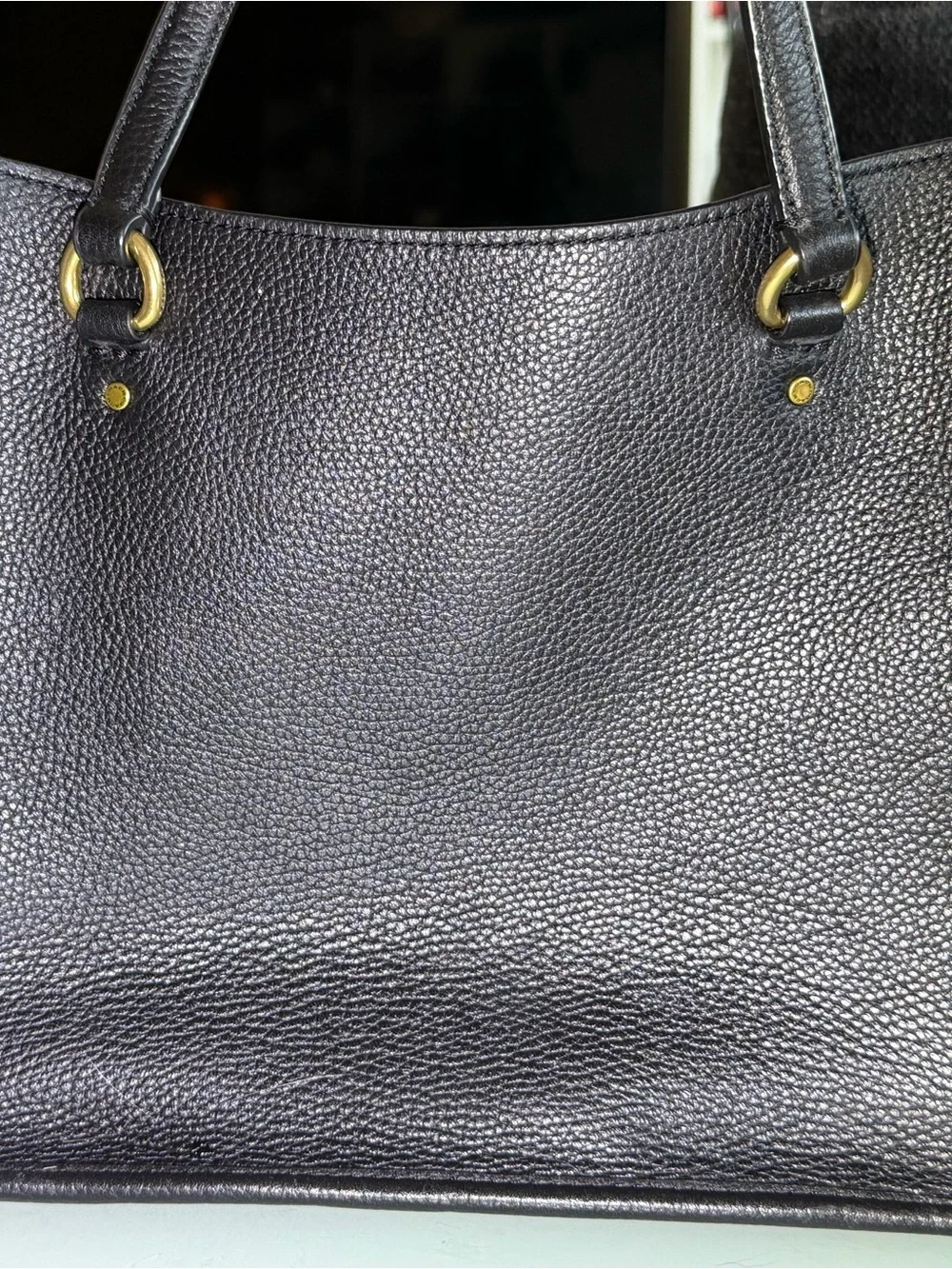 Coach Tyler Carryall 28 Black Pebbled Leather Tote with Gold Hardware